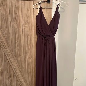 David’s bridal Plum Chiffon Wrap Bridesmaid Dress